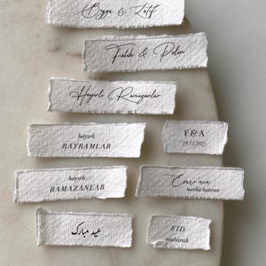 Handgemaakte katoenen lap cadeaulabels als gepersonaliseerde naamlabels | kişiye özel etiket | naamkind