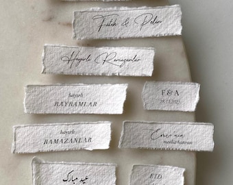 Handgemaakte katoenen lap cadeaulabels als gepersonaliseerde naamlabels | kişiye özel etiket | naamkind