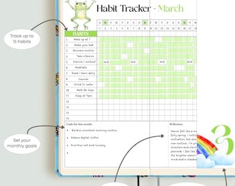 Hobonichi Weeks Habit Tracker Printable Insert | 12-Month Minimalist Planner | PDF Instant Download