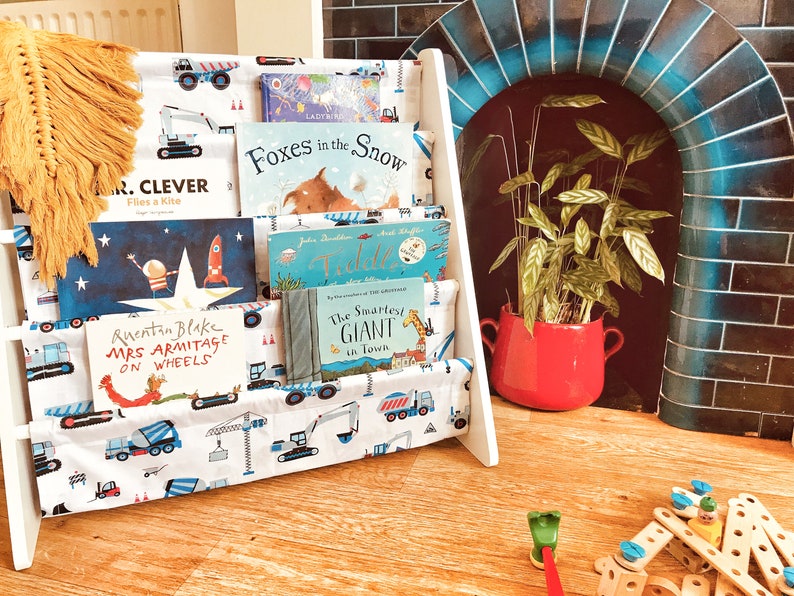 machines cranes builder Construction site Booksling trucks toddler bookstorage