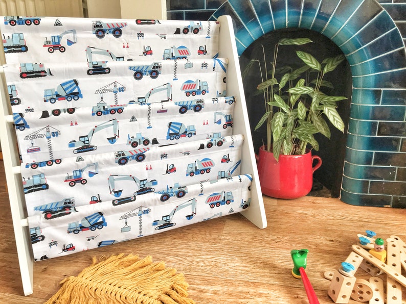 machines cranes builder Construction site Booksling trucks toddler bookstorage