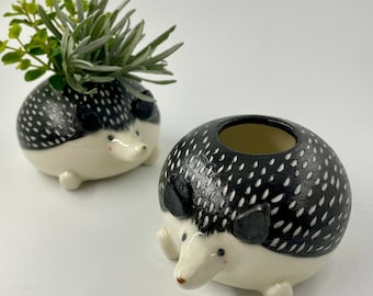 Handmade Small Hedgehog Vase, Porcelain Ceramic