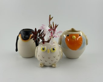 Handmade Bird-Shaped Mini Vase, Porcelain