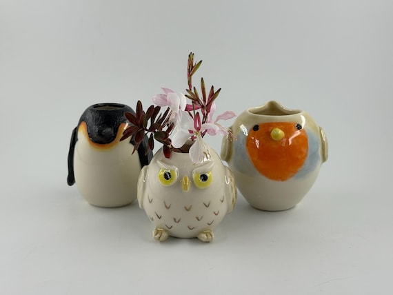 Handmade Bird-Shaped Mini Vase, Porcelain