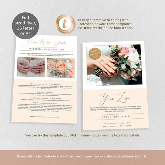 FAQ flyer promotional template full page wedding florist or Etsy FAQ flyer promotional template full page wedding florist or Etsy