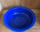 fiestaware 5 1 2 fruit bowl. oatmeal bowl. vintage fiesta. hlc made in usa. cobalt blue.