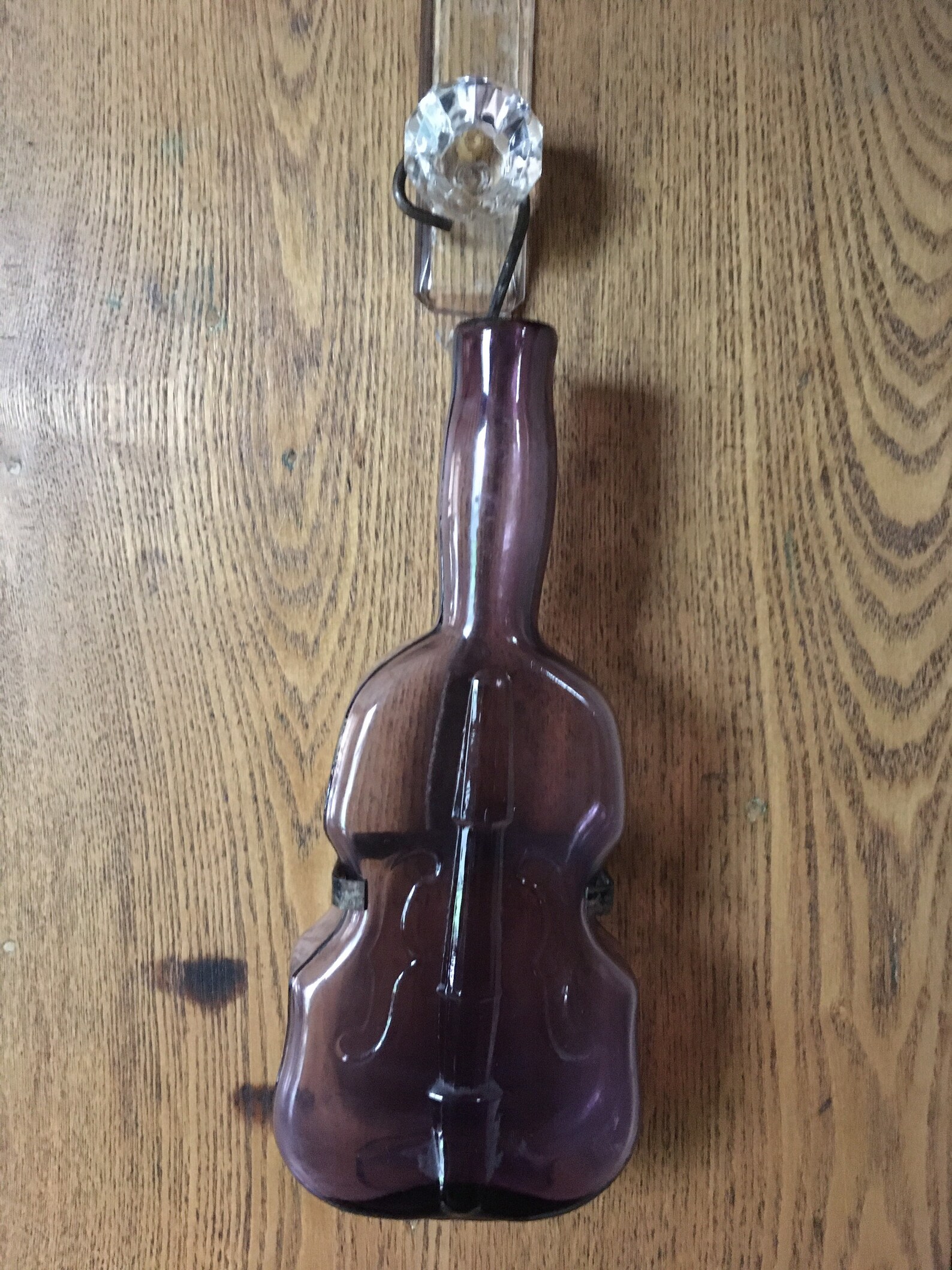 Amethyst glass violin vase bottle w metal hanging hook purple Etsy