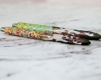 Personalized Western Pen - Refillable Custom Glitter Pen - Epoxy Resin Paper Mate InkJoy Gel