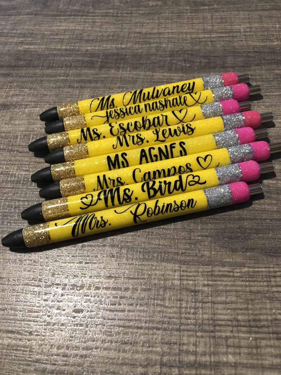 Teacher & School Themed Refillable Glitter Pens – Handmade on Main