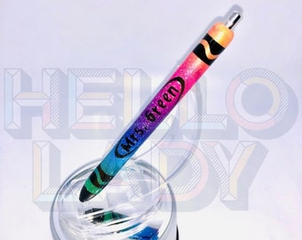 Crayon Ombre Rainbow Glitter Pen - Refillable & Customizable - InkJoy Gel Personalized multi colored