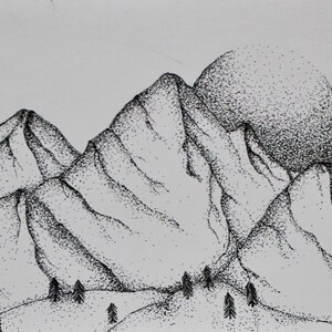 Mountain Pointallism Drawing