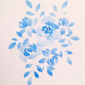 Blue Watercolor Floral Painting