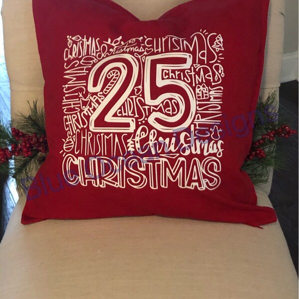 Christmas Typography Pillow Cover 20” x 20” Christmas pillow cover 25