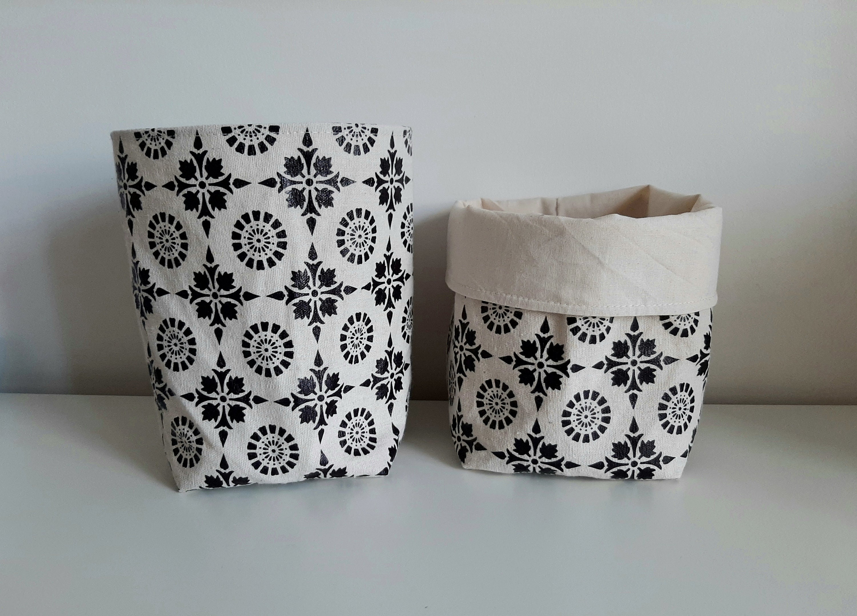 Corbeilles en Tissus Géométrique Noir