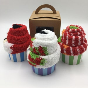 Fluffy Socks Cupcake Gift: Cosy Christmas Present