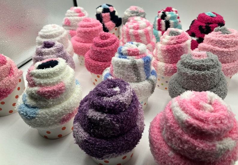 FLUFFY SOCKS CUPCAKE Cosy Sock Cupcake Calorie Free Cupcake Sock Cupcake Gift Fuzzy Socks Gift Cosy Sock Present image 3