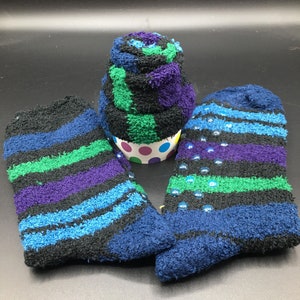 Men's FLUFFY SOCKS CUPCAKE Cosy Sock Cupcake Calorie Free Cupcake Sock Cupcake Gift Fuzzy Socks Gift Cosy Sock Present Striped