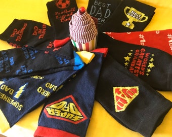 DAD SOCK CUPCAKE - Fathers Sock Cupcake - Calorie Free Cupcake - Fathers Day Gift - Dad Socks - Grandad Sock Cupcake - Dad Themed Socks