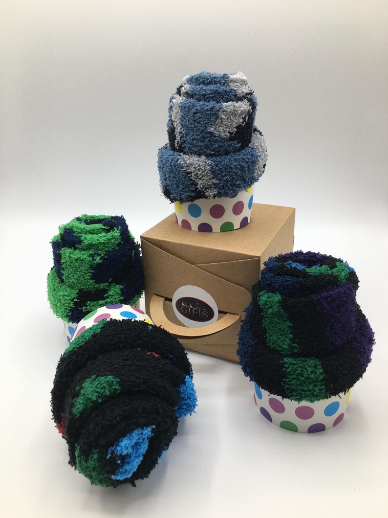 Men's FLUFFY SOCKS CUPCAKE Cosy Sock Cupcake Calorie Free Cupcake Sock Cupcake Gift Fuzzy Socks Gift Cosy Sock Present image 2