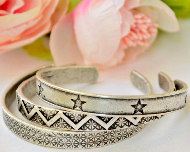 Star Engraved Bangle Afghan Kuchi Bracelet Gypsy Unisex Cuff Indian Feather Bangle Stackable Boho wristlet Twisted wrap Wire Cuff 31 7