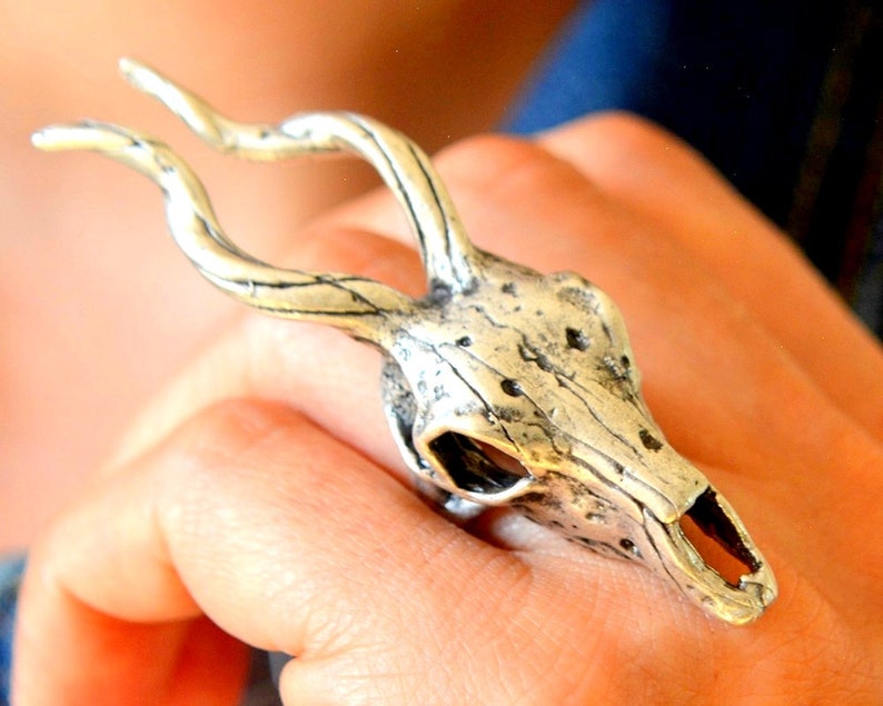 Animal Head Skull Necklace Antelope Horn Jewelry Impala Stag Etsy