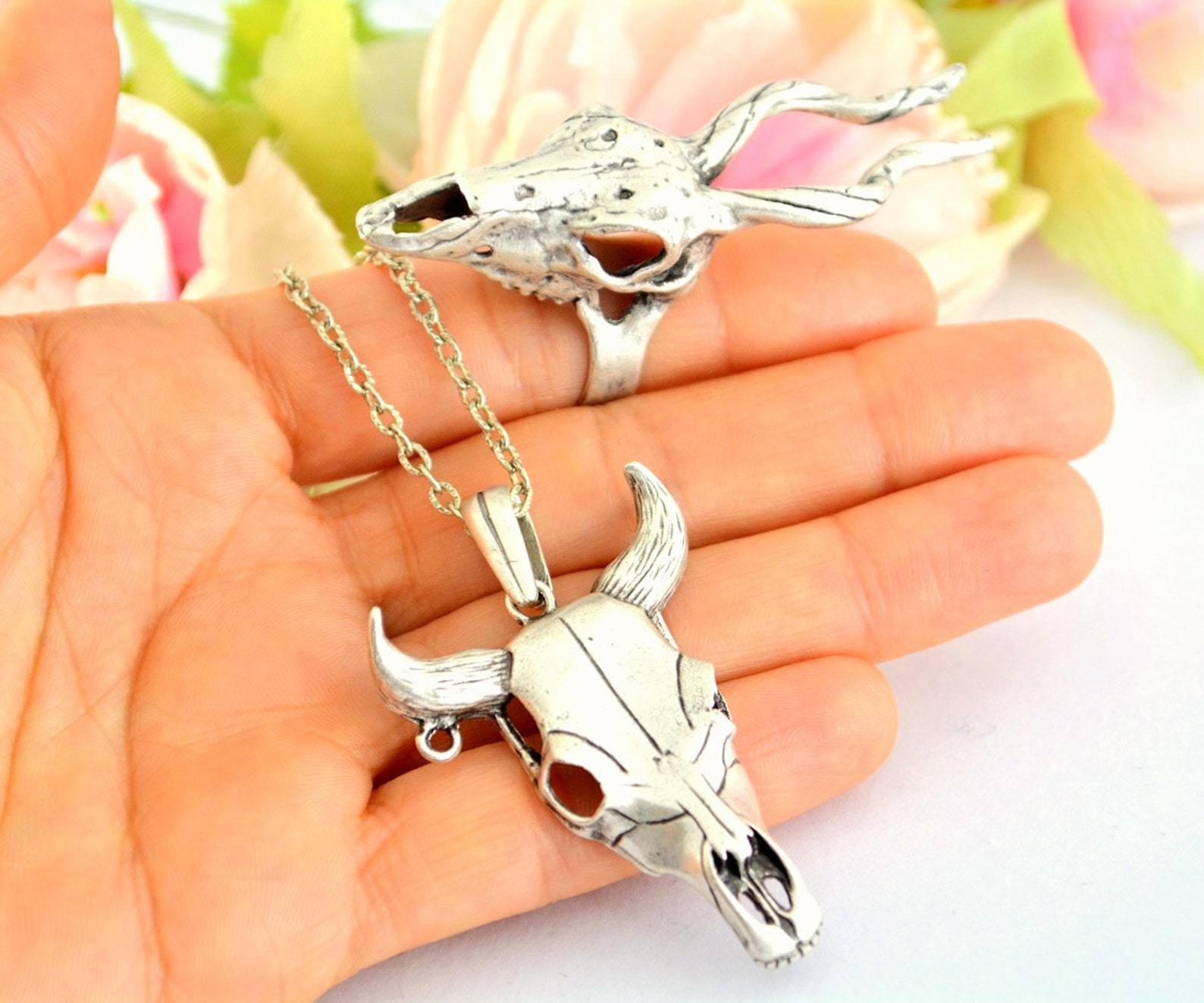 Animal Head Skull Necklace Antelope Horn Jewelry Impala Stag Etsy