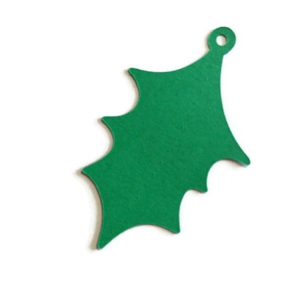 25 Pieces Holly Leaf Shape Christmas Gift Price Tags NO Strings Included Cardstock Die Cuts Perfect For Any Gift Occasion Embellishments