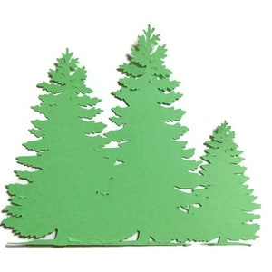 Pine Trees Die Cuts - Cardstock Scrapbooking Embellishments (6 Pieces)