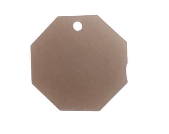 Octagon Gift Tags, Price Tags Cardstock Die Cuts NO STRINGS (25 Pieces)