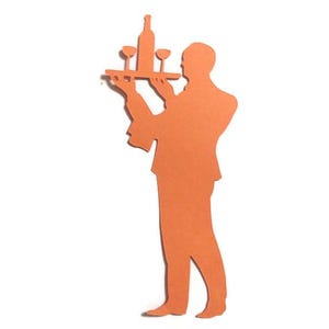 Waiter Food & Beverage Server Die Cuts - Cardstock Scrapbooking Embellishments (6 Pieces)