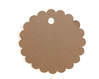 Round Scalloped Gift Tags, Price Tags Cardstock Die Cuts (25 Pieces)
