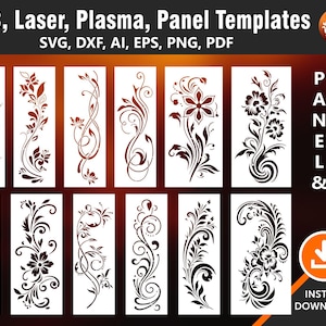 12 Pannelli decorativi a forma di foglia, divisorio per ambienti, schermo per la privacy, stencil, arazzo, laser, CNC, plasma File SVG, DXF, Ai, cdr, eps, png, pdf