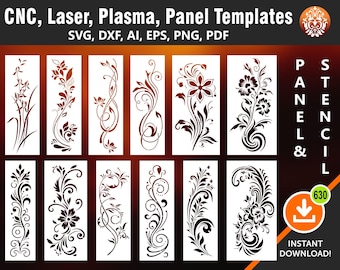 Paneles decorativos de 12 hojas, separador de ambientes, biombo, plantilla, tapiz, láser, CNC, plasma. Archivos SVG, DXF, AI, CDR, EPS, PNG, PDF.