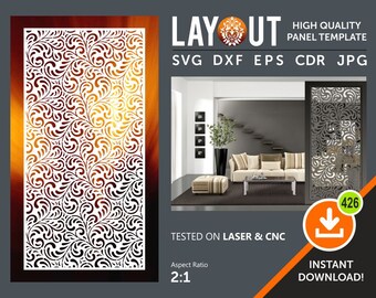 Diviseur de pièce florale, panneau décoratif, tentures murales, écran d’intimité, pochoir, laser, cnc, plasma, cricut file Cdr, Svg, Dxf, Eps, Ai,