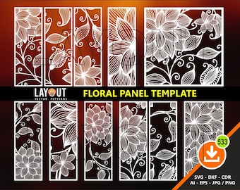 11 Florale Paneele, Raumteiler, Sichtschutz, Schablone, Wandbehang, Laser, CNC, Plasma, Cricut Cutting File