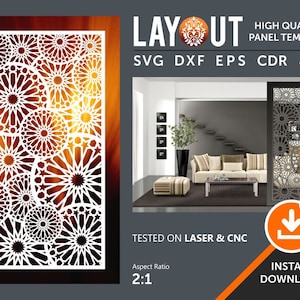 Raumteiler, Bildschirm, Wanddecore Panels, CNC, Laser, Plasma, Cricut Cutting File CDR, SVG, Dxf, Eps, Jpg
