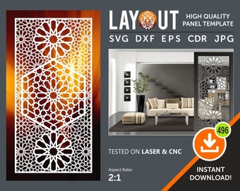 Divisore sala araba, pannello griglia cancello, appeso a parete, schermo privacy, Stencil, laser, Cnc, plasma, Cricut File Cdr, Svg, Dxf, Eps, Ai, Jpg