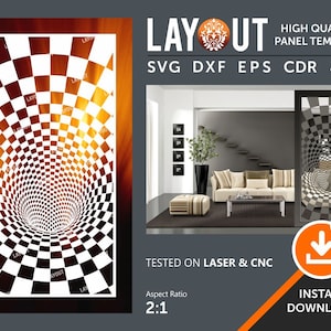 Optical Illusion Room Divider, Decorative Panel, Wall Hanging, Stencil, Laser, Cnc, Plasma, Cricut File Cdr, Svg, Dxf, Eps, Ai, Jpg