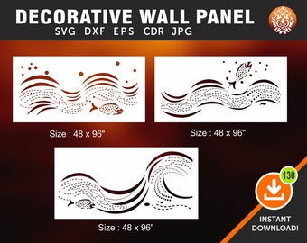 3 Wall Panels, Laser Cut, CNC, Plasma, Cricut File,  Cdr, Svg, Dxf, Eps, Jpg Cutting file