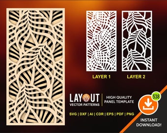ZweiLagiges Panel, Wandbehang, Sichtschutz, Schablone, Laser, Cnc, Plasma, Cricut Datei Cdr, Svg, Dxf, Eps, Ai, Pdf Jpg