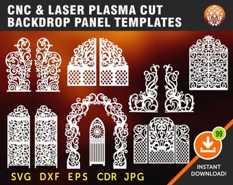 8 Backdrop Panel Templates, Wedding Decor Panels, Event Decoration Panels | Laser, CNC, Plasma, Cricut Files Cdr, Svg, Dxf, Ai, Eps, Jpg