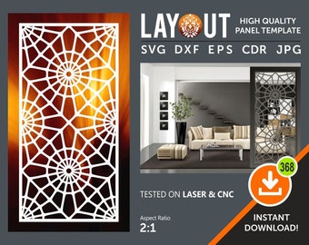Divisore di camera, pannello decorativo, appeso a parete, schermo privacy, Stencil, laser, Cnc, plasma, Cricut File Cdr, Svg, Dxf, Eps, Ai, Jpg