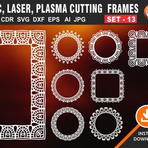 8 Mirror Frame, Set # 13 Photo Frame, Vintage Frames, Frame Silhouette, wall hanging, Wall Decor Decal, CNC, Laser, Plasma, Cricut Cutting