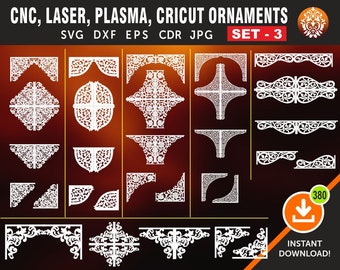 Ornaments | Set # 3 | Pelmet Wooden Set, Curtain Frame, Laser, Cnc, Plasma, Cricut Cutting File  CDR, SVG, Dxf, AI, Eps, Jpg