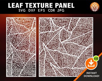Leaf Texture Panel, Pannelli a parete, Decorazione della stanza, Privacy Screen, Laser, CNC, Plasma Cricut cutting files cdr, svg, dxf, AI, eps, jpg