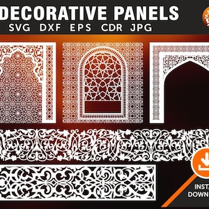 5 Decorative Panel, Wall Hanging, Stencil, Privacy Screen, Laser, Cnc, Plasma, Cricut, file CDR, svg, dxf, ai, jpg