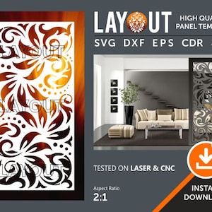 Room Divider, Decorative Panel, Wall Hanging, Privacy Screen, Stencil, Laser, Cnc, Plasma, Cricut File Cdr, Svg, Dxf, Eps, Ai, Jpg