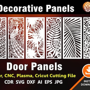 Puede incluir: Seis diseños de paneles de puerta decorativos cortados con láser. Los diseños incluyen un pavo real, un helecho, hojas de palmera y dos patrones abstractos. Los paneles son blancos y son adecuados para usar como divisores de habitaciones, pantallas de privacidad o acentos decorativos.