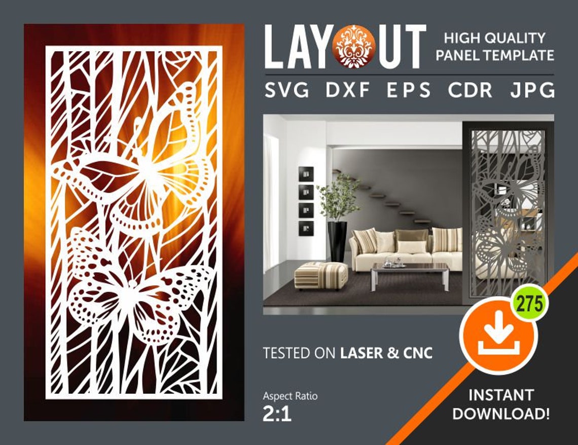 Butterfly Room Divider Panel Screen Partitions Wall Etsy