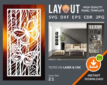 Butterfly Room Divider Panel, Screen, Partitions, Wall Hanging, Laser, CNC, Plaxma, Cricut Cutting file cdr, svg, dxf, eps, jpg